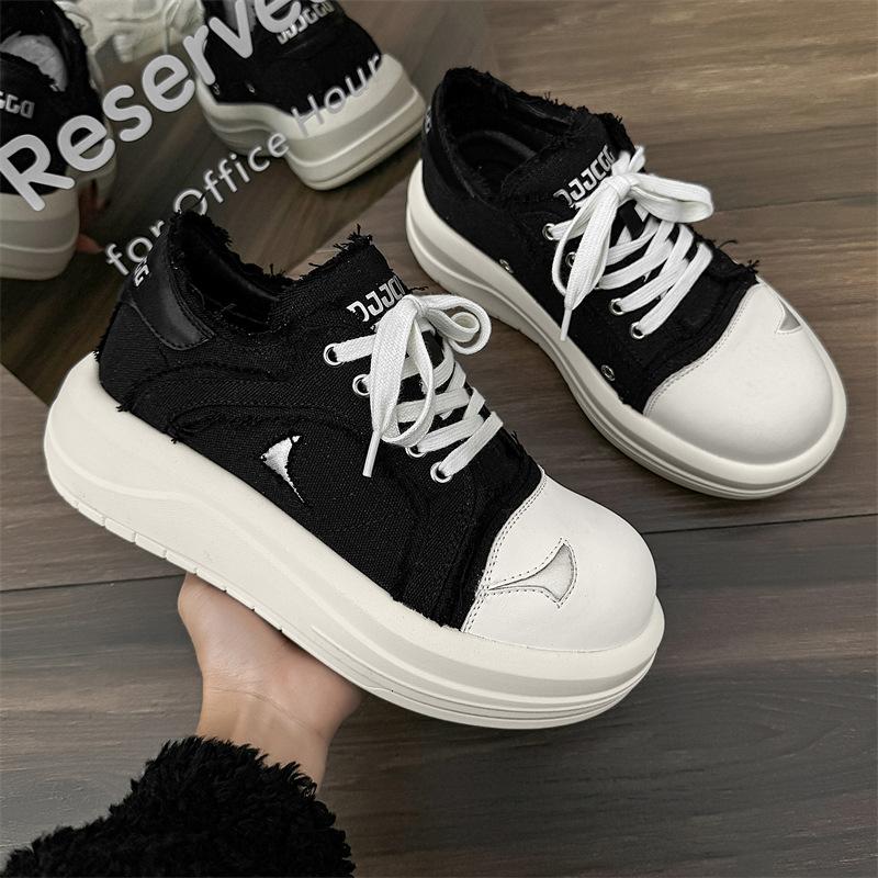Spring new big head simple thick sole increase shock absorption canvas shoes casual shoes