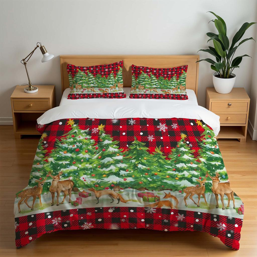 Christmas Series Three-Piece Bedding Digital Printing Christmas Letter Quilt Set