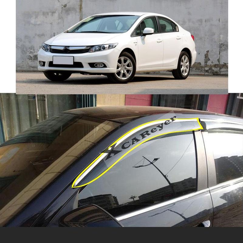 For Honda Civic 9th 2012 2013 2014 2015 Car Body Styling Sticker Plastic Window Glass Wind Visor Rain/Sun Guard Vent Parts