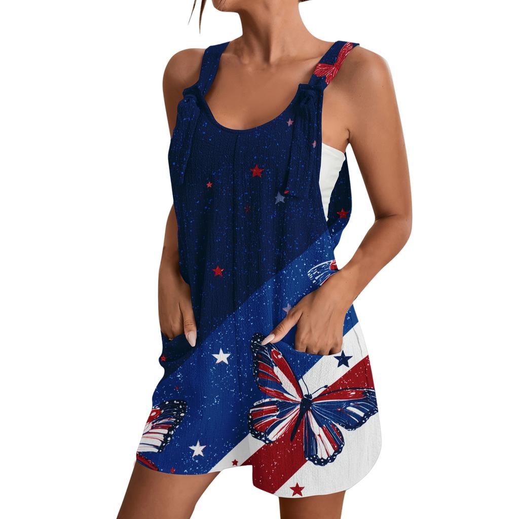 Rompers For Women Summer Casual Sleeveless Overall Comfy Loose Spaghetti Strap Romper Fashion Jumpsuit With Pockets