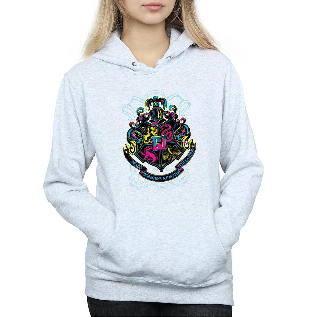HARRY POTTER Womens/Ladies Neon Hogwarts Crest Hoodie