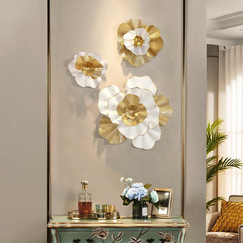 Modern Wrought Iron Flower Wall Decoration Pendant - Hanging Ornament, Craft Art - for Livingroom Background Wall