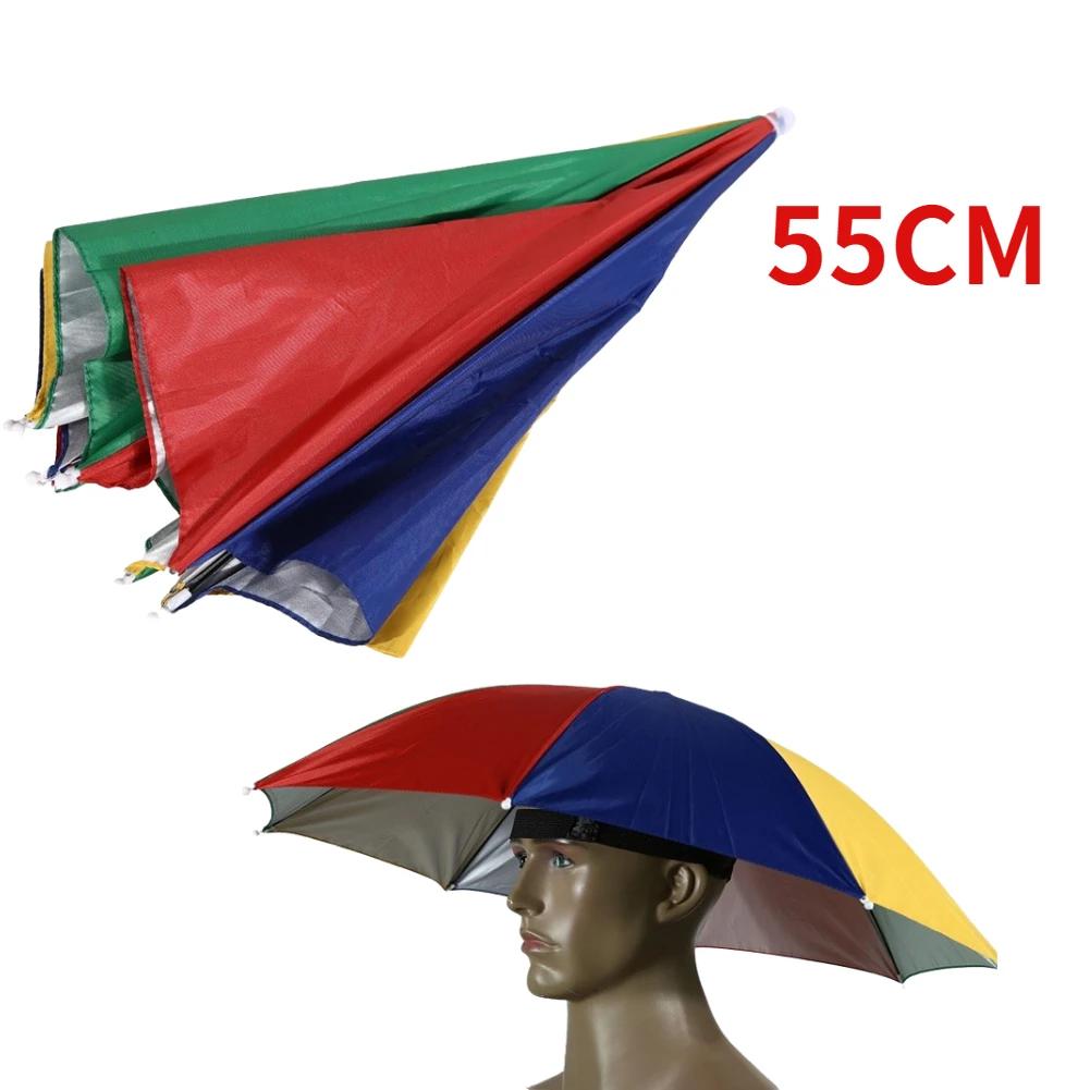 Outdoor Foldable Head Umbrella Hat Anti-Rain Anti-Sun Head-Mounted Headwear Sun Cap for Fishing Golf Cycling Hiking Camping