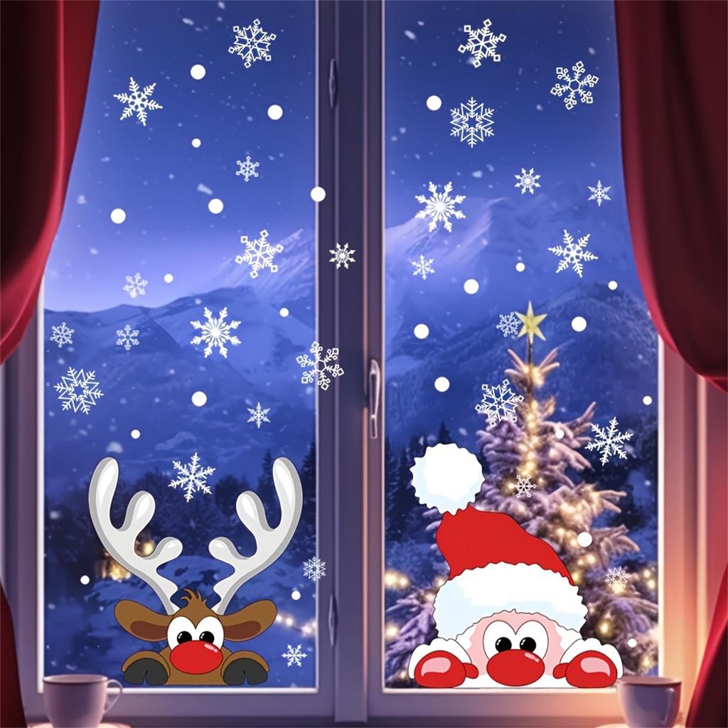 Christmas Decoration Window Stickers 2pcs, Glass Decoration Stickers, Christmas Wall Glass Stickers For Holiday Parties