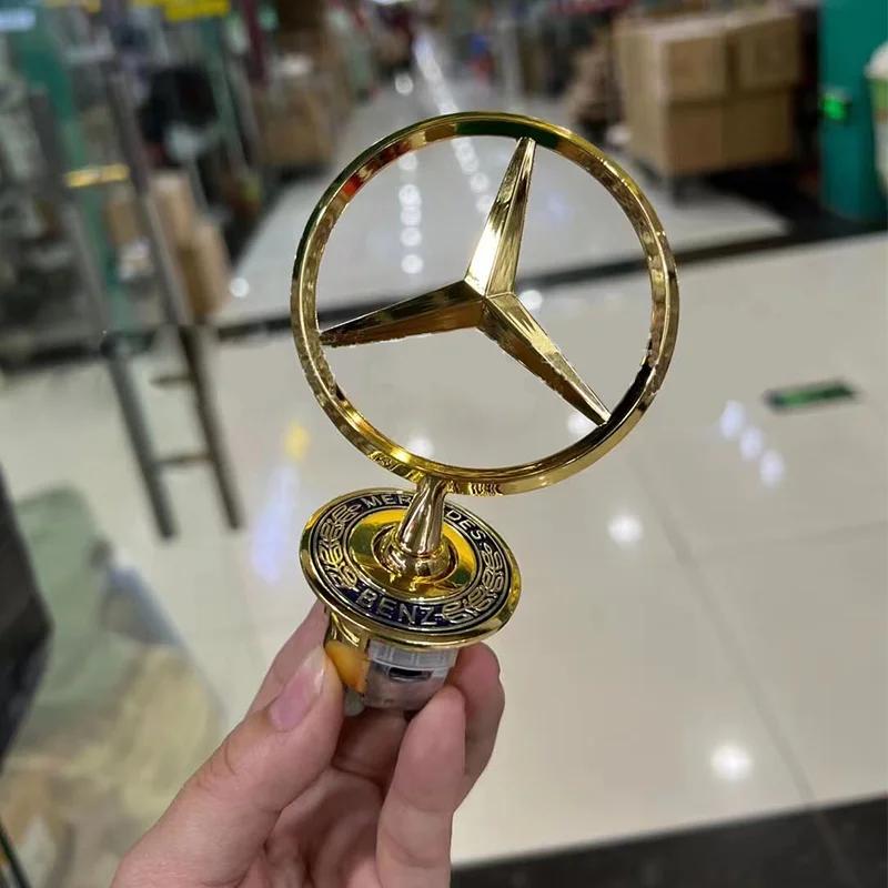 CEJ1 2025 Hot For Benz 1pcs Star Bonnet Chrome Badge 44mm Car Front Hood Emblem Logo For Mercedes Benz C E S Class W204 W205 W211 W21