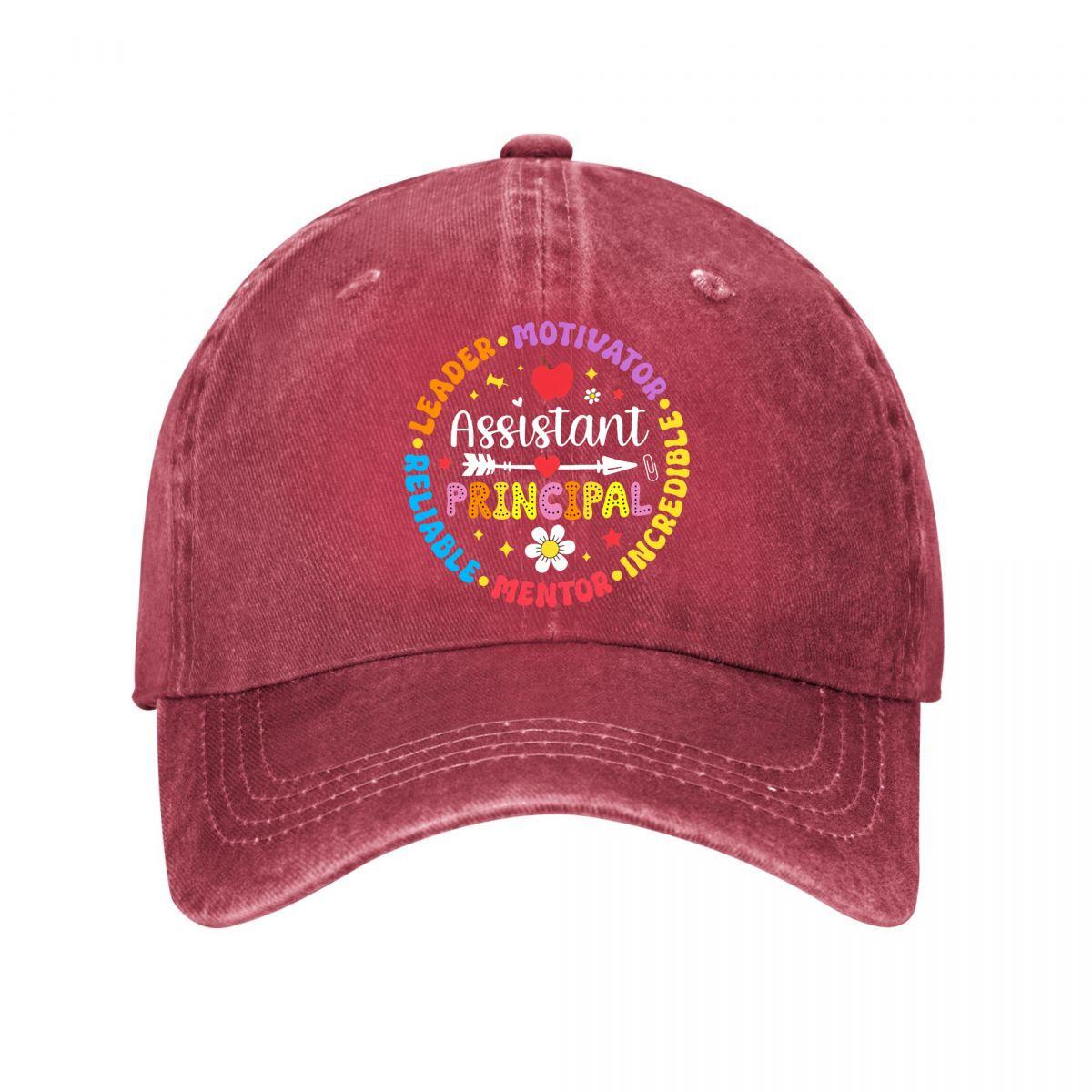 Motivational Graphic Assistant Principal Washed Baseball Cap Outdoor For Womens Unisex FeUnisex One Size