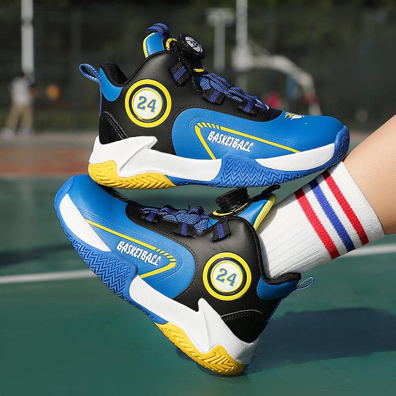 Autumn Winter Children's Basketball Shoes Knob Comfort Leather Basketball Sneakers Kids Non-slip Sports Shoes For Boys Trainers