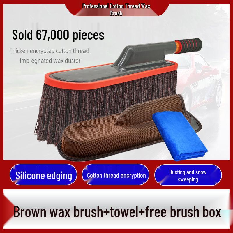 Teleskopowa szczotka samochodowa i miotełka z bawełnianym gwintem do mycia, odkurzania i woskowania
