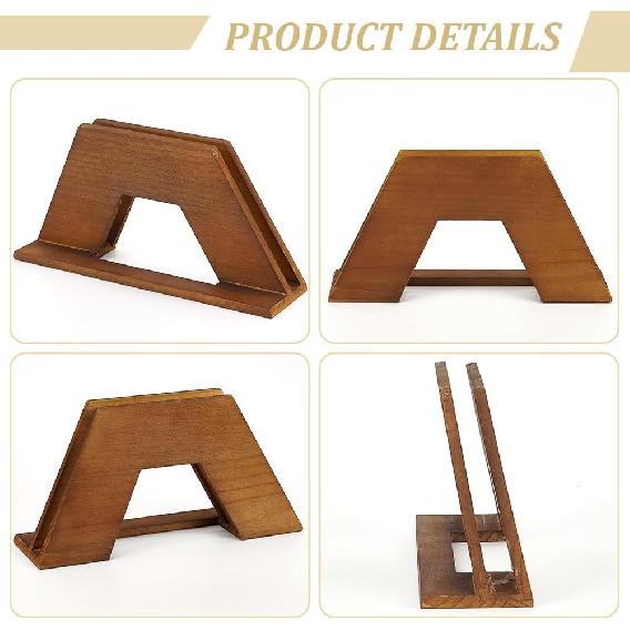 WADORN Retro Wood Record Display Stands, Wood Vinyl Record Storage Holder Vinyl Record Album Display Stand for Albums Books Magazine Files LP Records