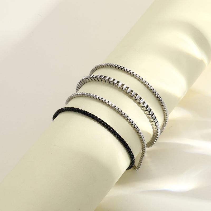 4Pcs/Set Stainless Steel Adjustable Box Chain Bracelets For Men Simple Vintage Silver Color Cuban Bangle Sets Party Jewelry Gift