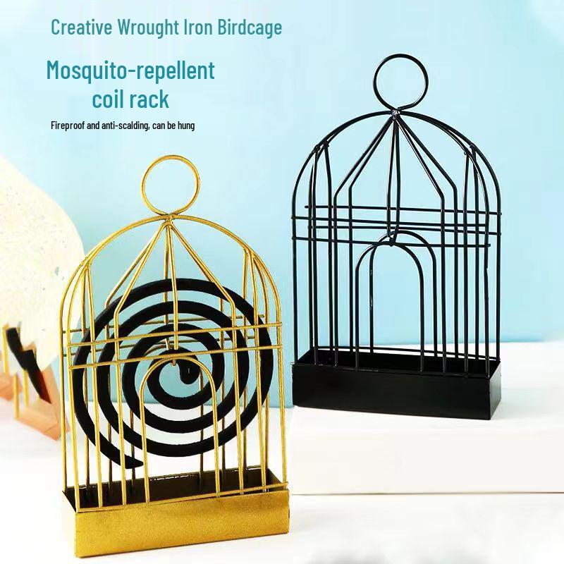 Creative Iron Triangle Birdcage Mosquito Coil & Incense Burner with Ash Catcher