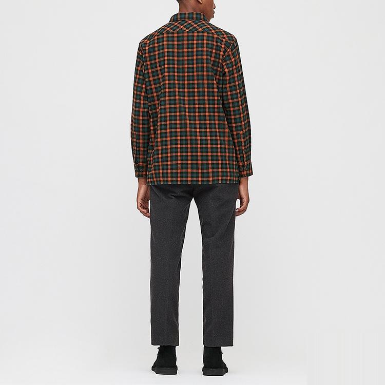 UNIQLO x JW Anderson Flannel Check Long Sleeve Shirt Men shirts Orange-Red 431731-26
