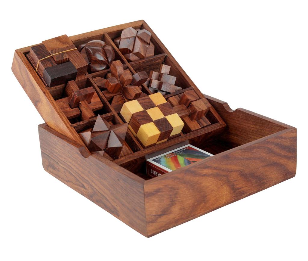 Shriji Crafts STEM Brain Teaser Puzzle Set, 9 Wooden Mechanical Puzzles,