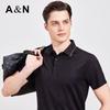 Men's Striped Acetate Silk Blend Short Sleeve Polo Shirt
