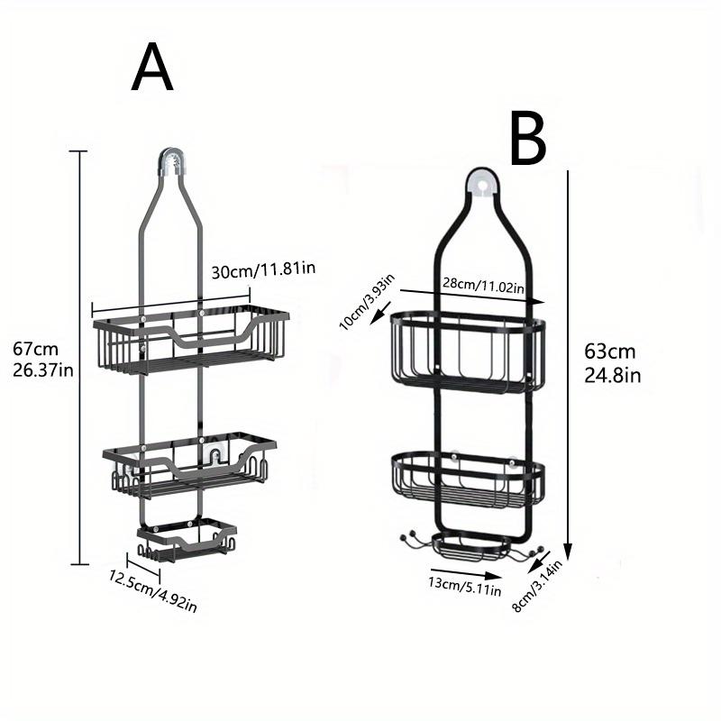 1pc 3 Layers Bath Supplies&shower Head Wall Mounted Storage Rack, Equipped with Suction Cups and hooks,Shower Organizer Rack for Home&dormitory.