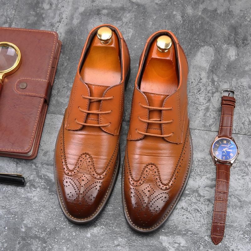 Scarpe Brogue Oxford da Uomo Classiche Stringate Scarpe Eleganti Formali in Nero Marrone Cuoio Blu Navy per Lavoro Matrimonio Ufficio Comode