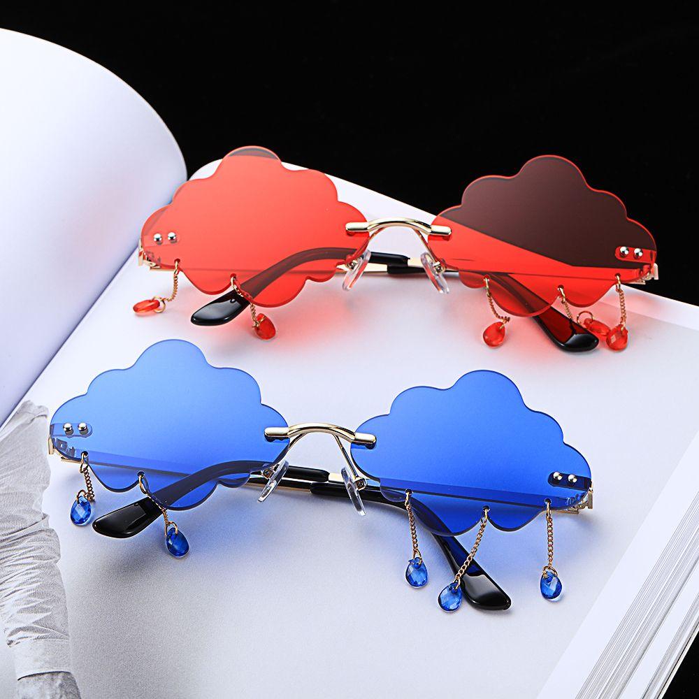 Fashion Funny Cloud Shaped UV400 Clouds Tassel Sunglasses Rimless Sunglasses Disco Glasses Steampunk Sunglasses