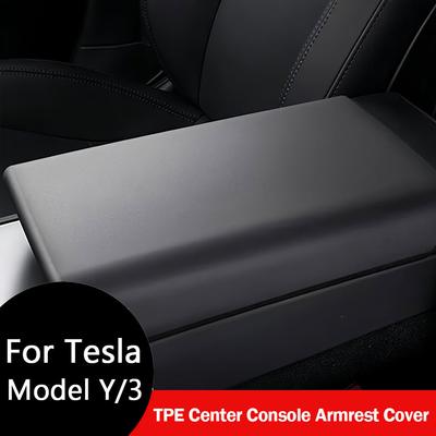 Für Tesla Model Y 2025 2026 TPE Mittelkonsolen-Armlehnenabdeckung Wacholder/Model 3 Highland Rutschfester Armlehnen-Schutz Zubehör