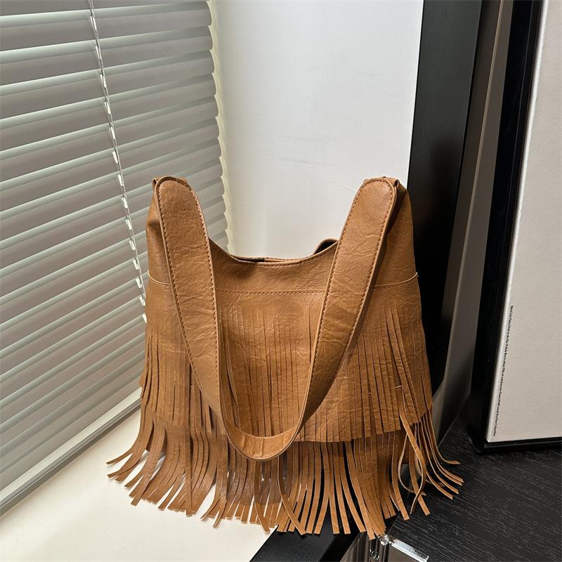 Summer New Niche Tassel Large Capacity Retro Casual Shoulder Underarm Tote Bag Women's Bag
