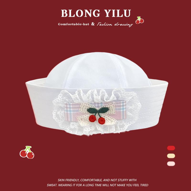 Sailor Hat With Bow Mesh Breathable Cotton For Summer And Spring Wear