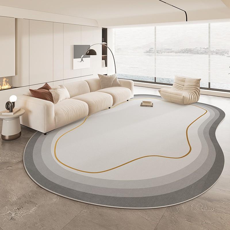 Modern Abstract Irregular Shape Area Rug Living Room Bedroom Non-Slip Washable Floor Mat Minimalist Cream Style