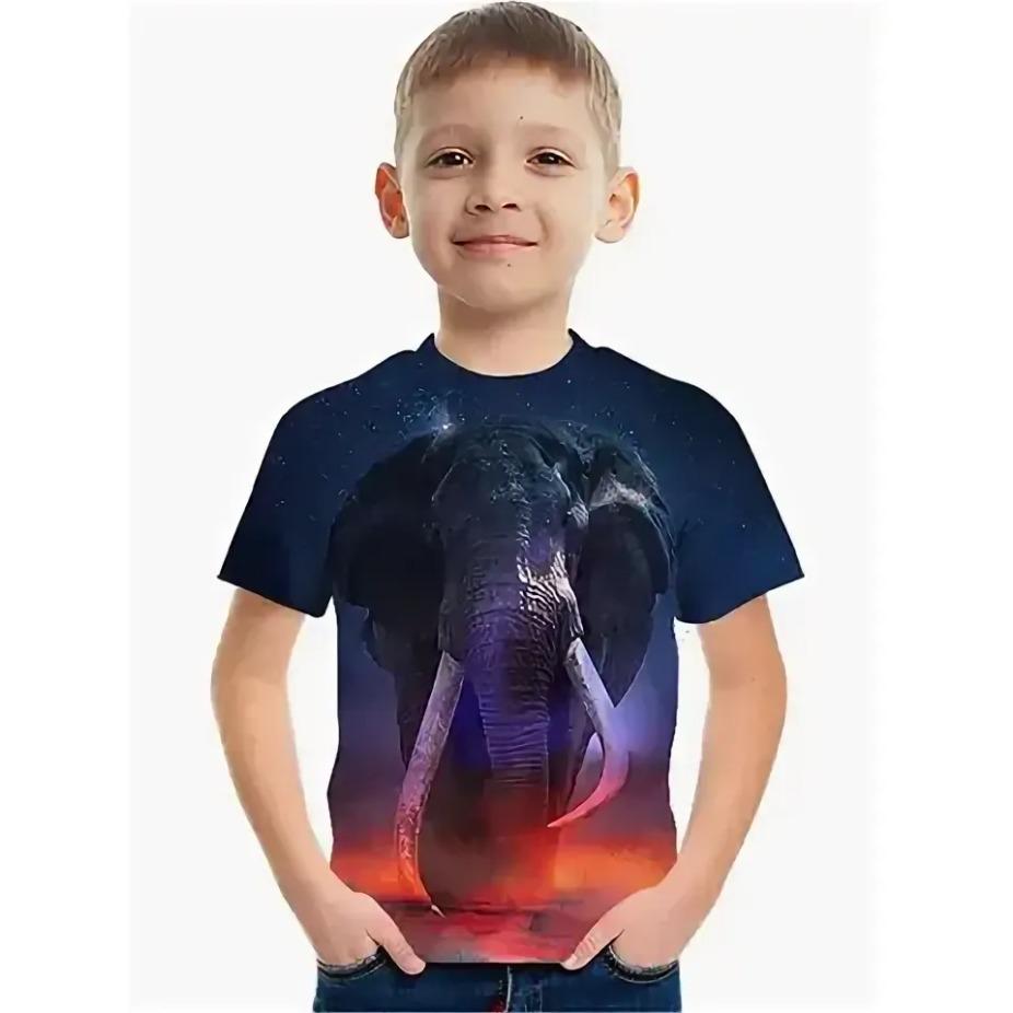 

Животные Детские футболки Топы с круглым вырезом Полиэстер Повседневная Спортивная одежда Удобные футболки С коротким рукавом Футболка с 3D-принтом 170 оранжевый