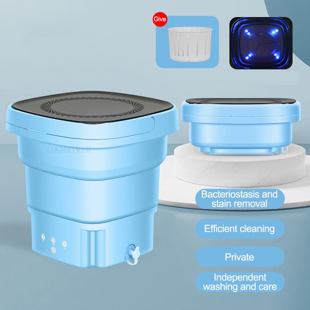 Folding Portable Washing Machine With Dryer Bucket for Clothes Socks Underwear Mini Cleaning Machines Centrifugal Washer Travel