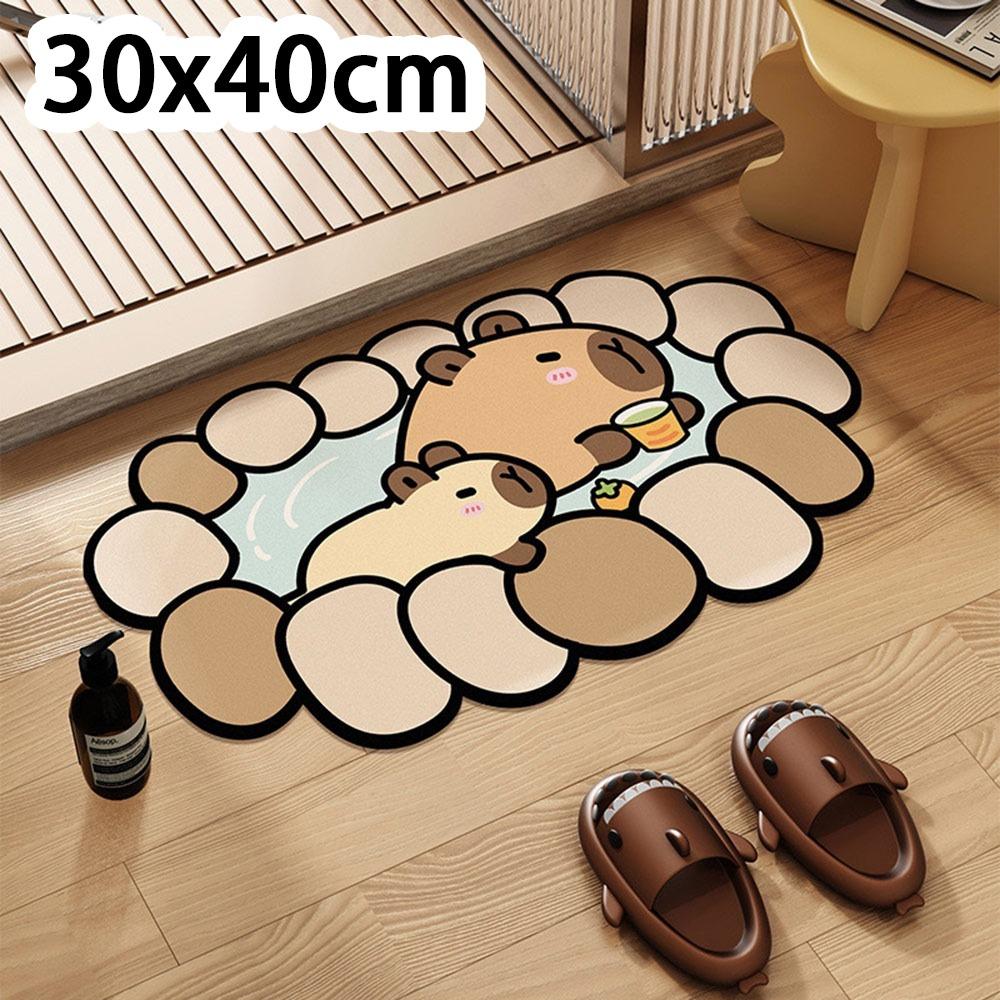Cute Capybara Bathroom Foot Pad Absorbent Cartoon Doormat Diatom Mud Quick Drying Carpet