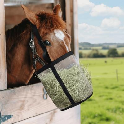 Multi-color Leak-Proof Horse Feeding Bag Elastic Adjustable Grazing Muzzle Mesh Breathable Hay Feeder Tote Grazing