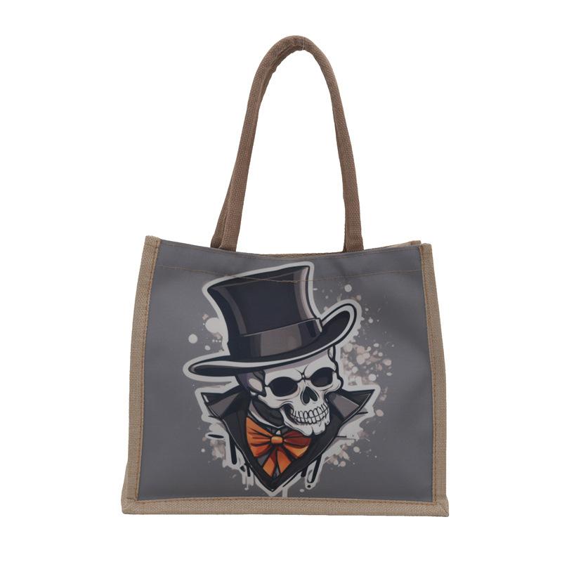 Stylish Urban Skull Canvas Tote Bag For Women Large Capacity Fashionable Design