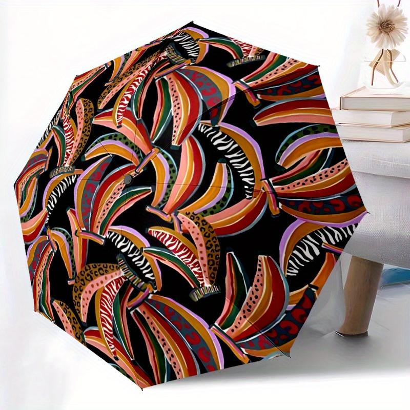 1pc Banana Print Automatic Opening/closing Umbrella with Auto Open/Close, Perfect Gift for Friends, Durable Plastic Handle yy250801223