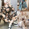 Long-Sleeved Pyjamas Female Autumn and Winter Korean Version of The Large Size Ladies Home Wear Cute Cartoon Bear Pajamas Set