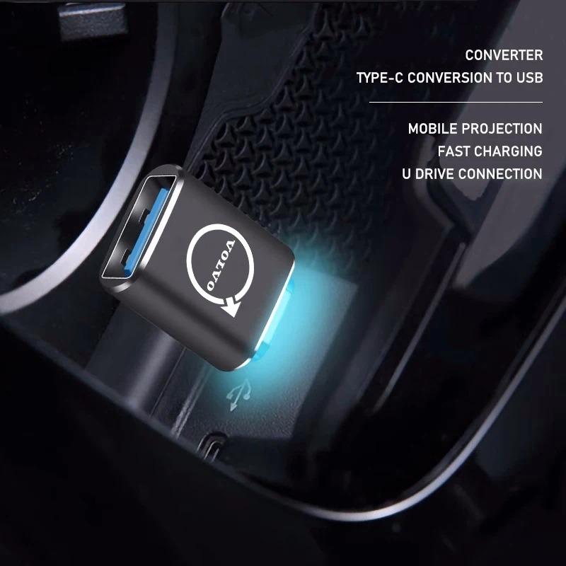 Adapter Kabel Ładowarki Samochodowej Konwerter Portu USB na Typ C Dla Volvo XC90 V90 V60 XC60 V40 S80 S60 S90 C40 XC40 V70 XC70 C30 C70