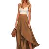 2025 Women's High Waist Ruffle Split Skirt - Elegant and Irregular Design for Summer