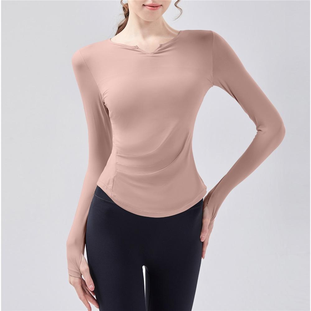 

Пилатес с встроенной грудной подушкой, плиссированной талией, топ для йоги, фитнеса, велоспорта и бега, профессиональная быстросохнущая нюдовая фитнес-одежда XL розовый