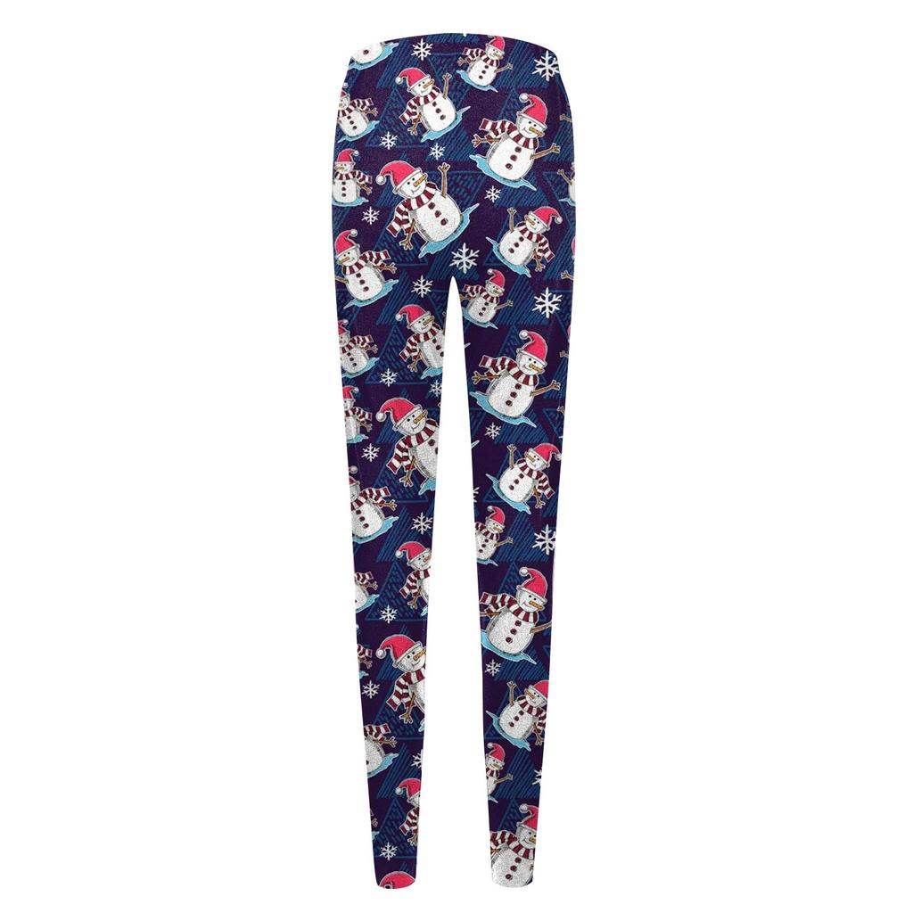 Women Fashion Christmas Print High Strength Elastic Belly Soft Leggings