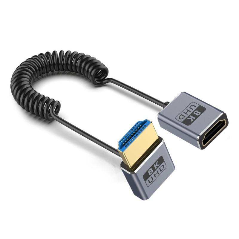 Thin Coiled 8K60hz 2.1 Video Cable 48Gbps with Spring Designing Cord Enhances Flexibility and Durability 70CM 27.56in