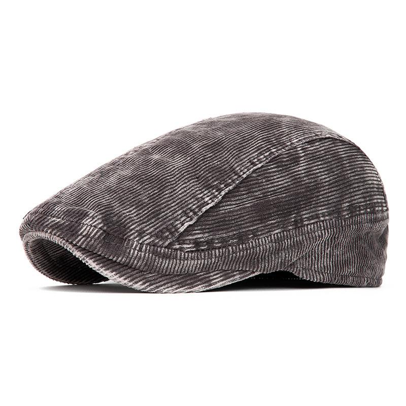 Autumn Winter Corduroy Beret Men Painter's Cap British Vintage Progressive Cap