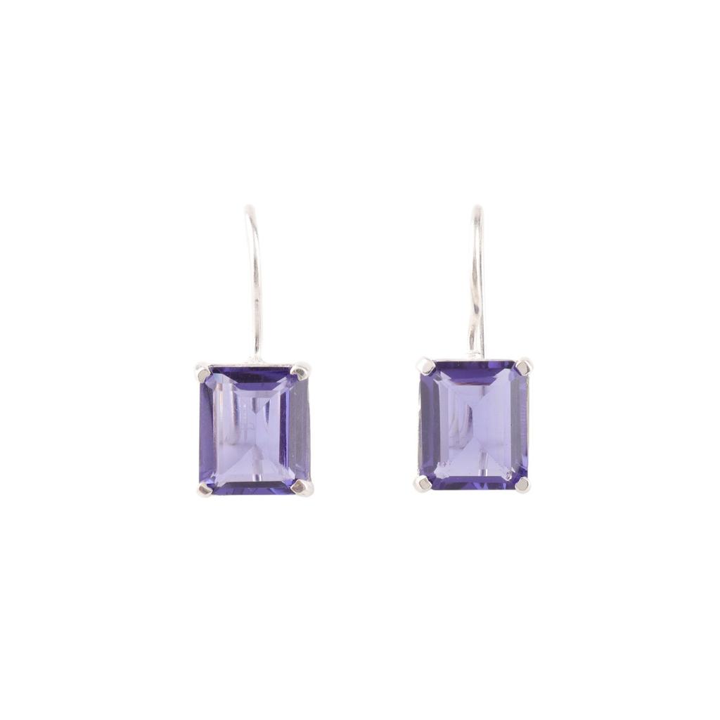 Natural Iolite Gemstone 925 Sterling Silver Jewelry Handmade Earrings 1.06" Gift EE-167-6