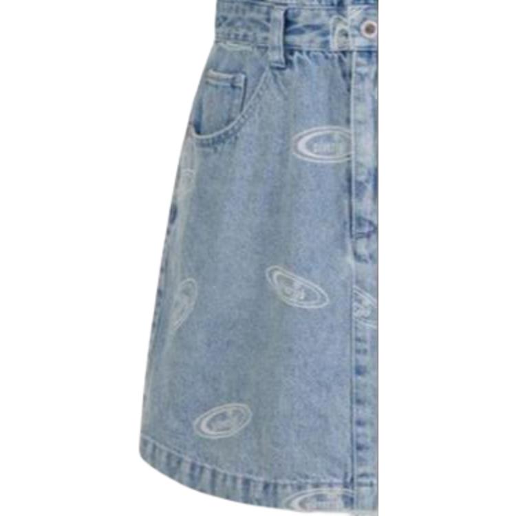 Levis Silver Label Full Print Floral Collar Denim Slim Fit Mid-Length Dress Women Dresses Blue A67890001