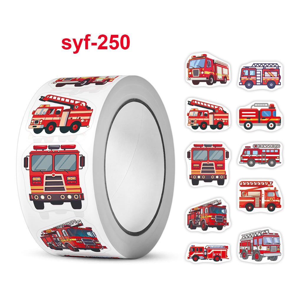 500pcs Fire Truck Vinyl Stickers Roll Cartoon Anime Designs for Scrapbooking, Journaling, Laptops, Water Bottles Reusable, Self-Adhesive Mixed Colors