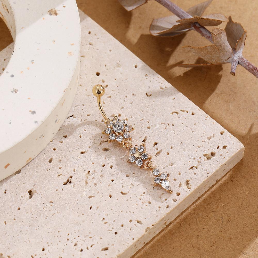 ZAKOL Flower 1 Pc Metal Crystal Zircon Belly Button Rings Piercing Women Navel Fashion Body Jewelries Gifts