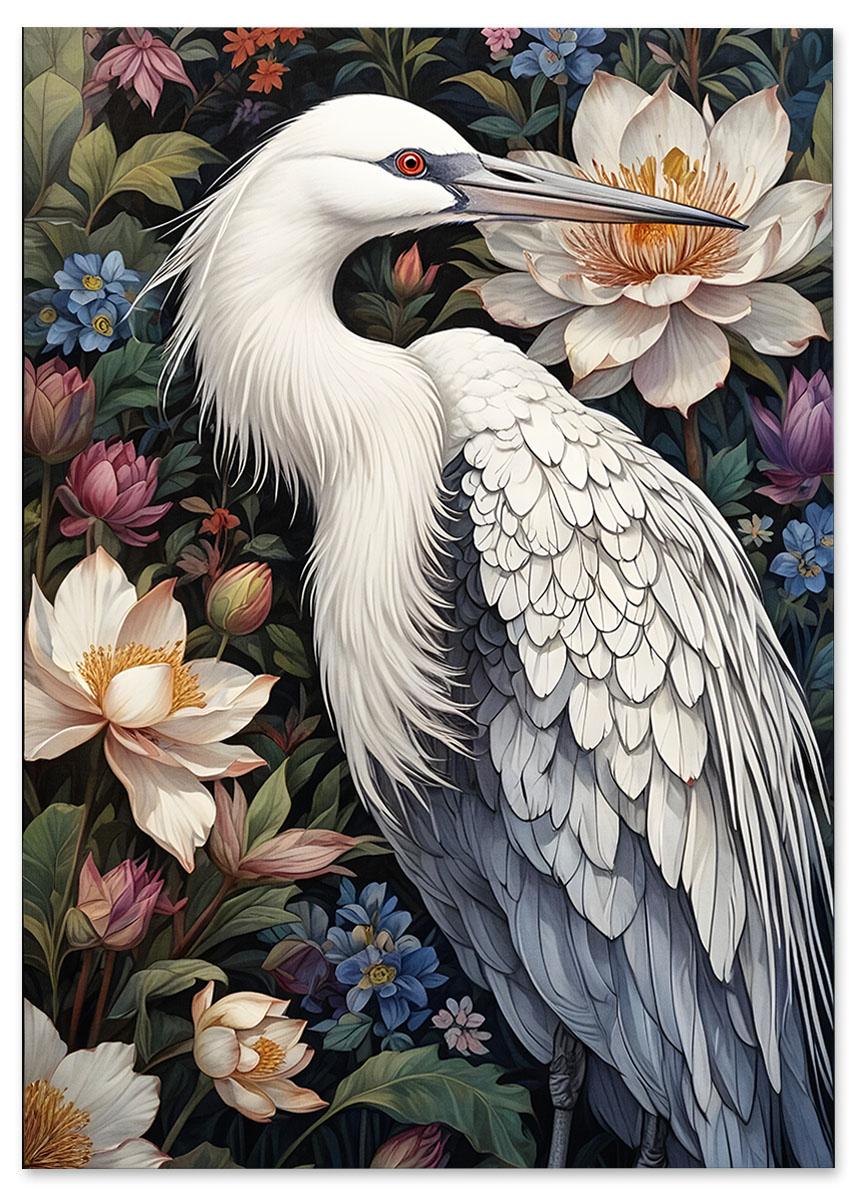 

Plakat biały ptak w kwiatach 30x40 cm