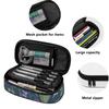 Pencil Bag Lightweight High Capacity 300D Polyester Secure Zipper with Mesh Pocket Removable Divider and Pen Slots for Students