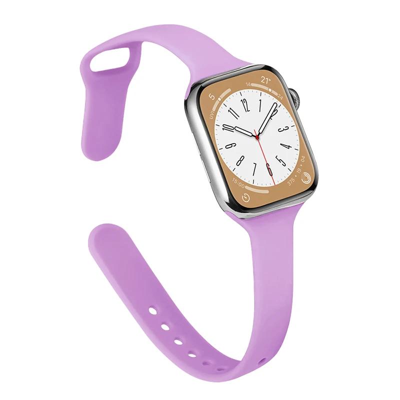 Slim Strap for Apple Watch Band 44mm 40mm 38mm 42mm Ultra 49mm Silicone Bracelet Correa iWatch Series 6 Se 5 4 3 7 8 45mm 41mm