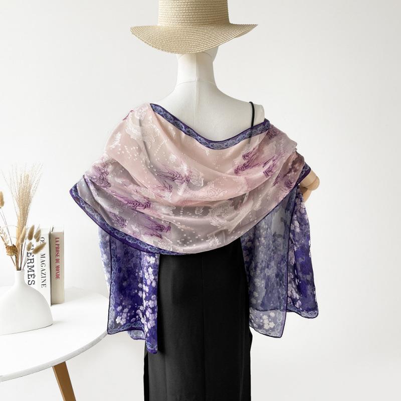 National Style and National Trend Green Hollow Flower-cutting Dinner Shawl for Women New Craft Printed Silk Scarf High-end Wedding Scarf
