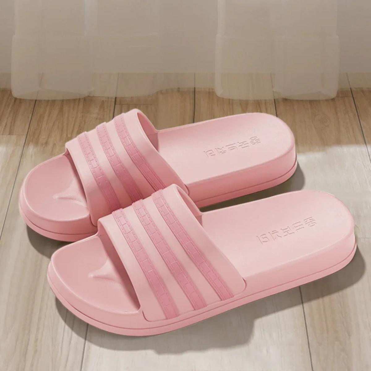 

Холодные тапочки для женщин летом, Модная уличная обувь для пар, Толстая подошва, Нескользящие, Тапочки-швабра на одной линии, Тапочки для ванной 36-37 розовый