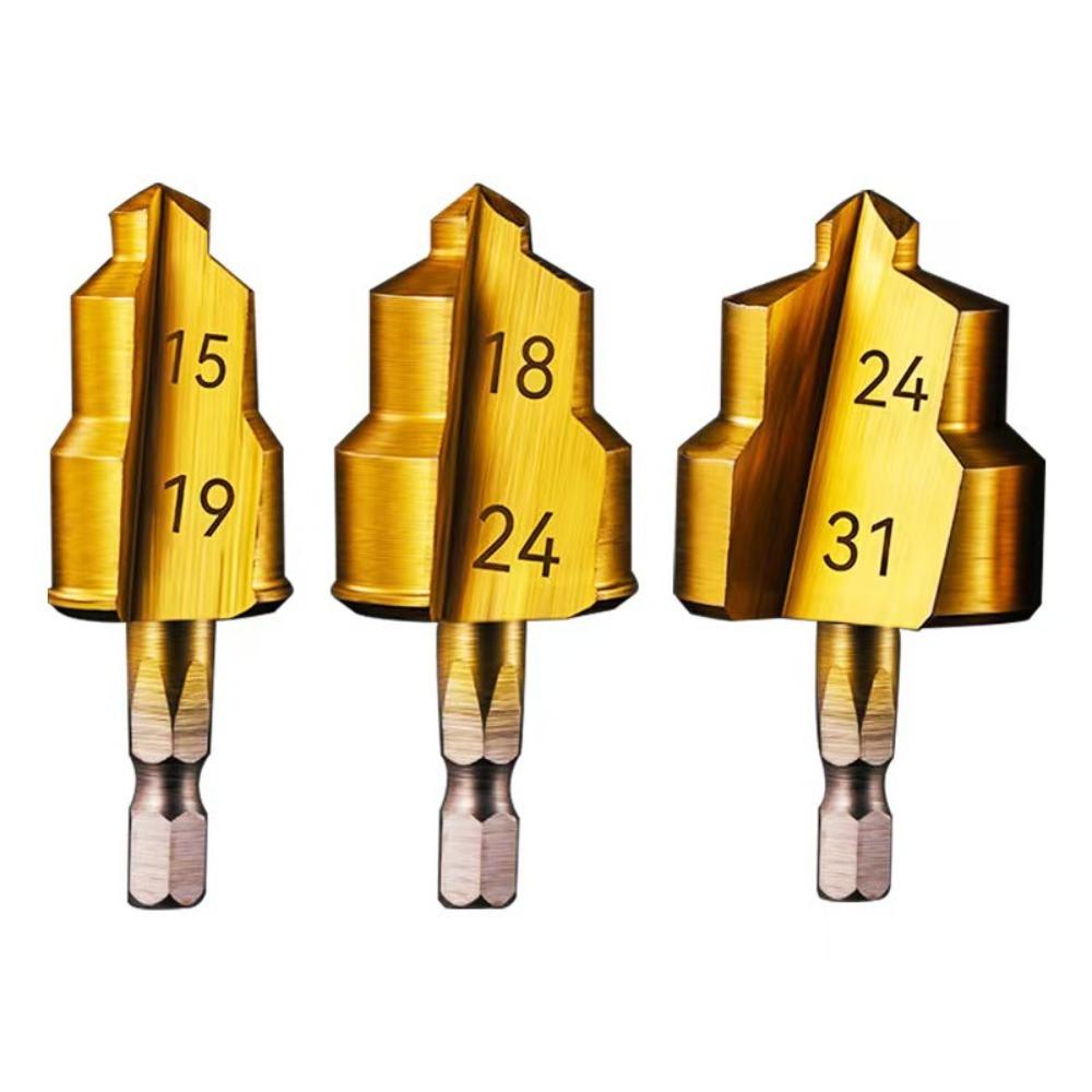 3PCS Hexagon Shank PPR Lifting Drill Bit Water Pipe Connection Tool 31/24/19mm Stepped Drill Bit Effortless Wear-resistant