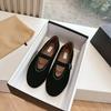 Spring and Summer Metal Rivet Mary Jane Single Shoes Women's Leather Round Head Flat Bottom One Word with Retro Ballet Shoes