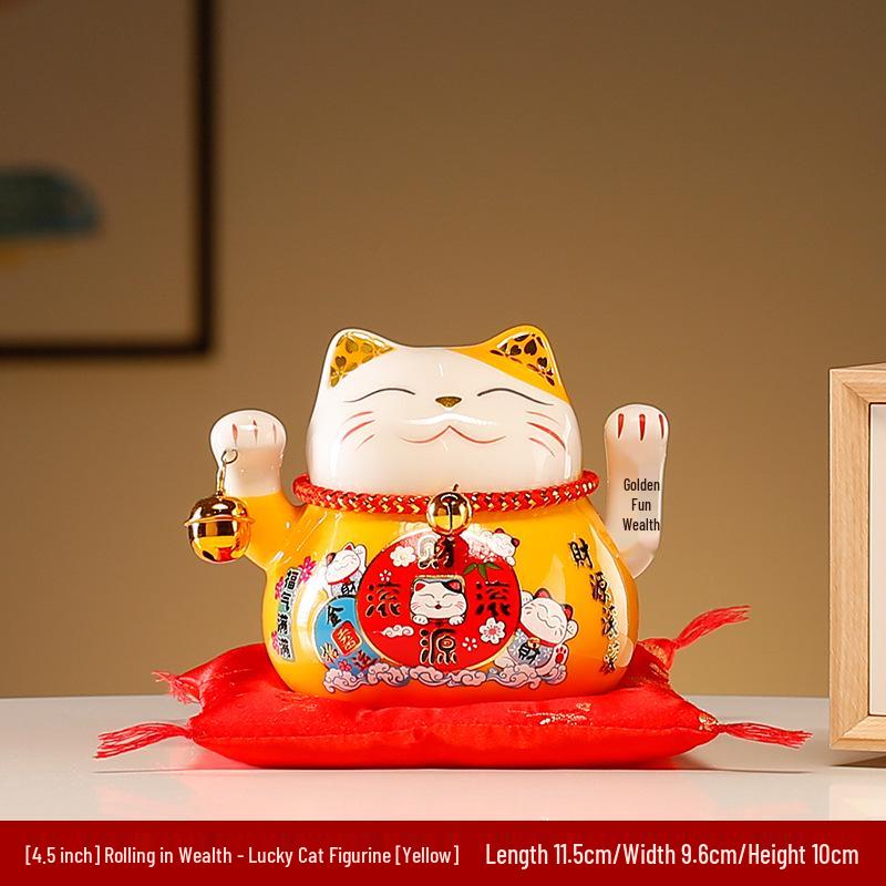 Fortune Cat Figurine Set: Automatic Waving Hand Decoration for Shop and Home